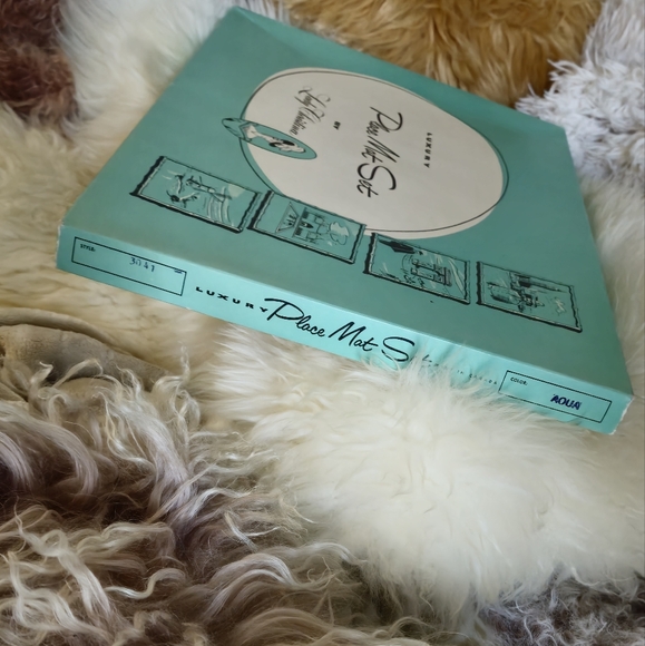 Vintage 1960s Lady Cristina Luxury Place Mat Set- aqua - Picture 6 of 16